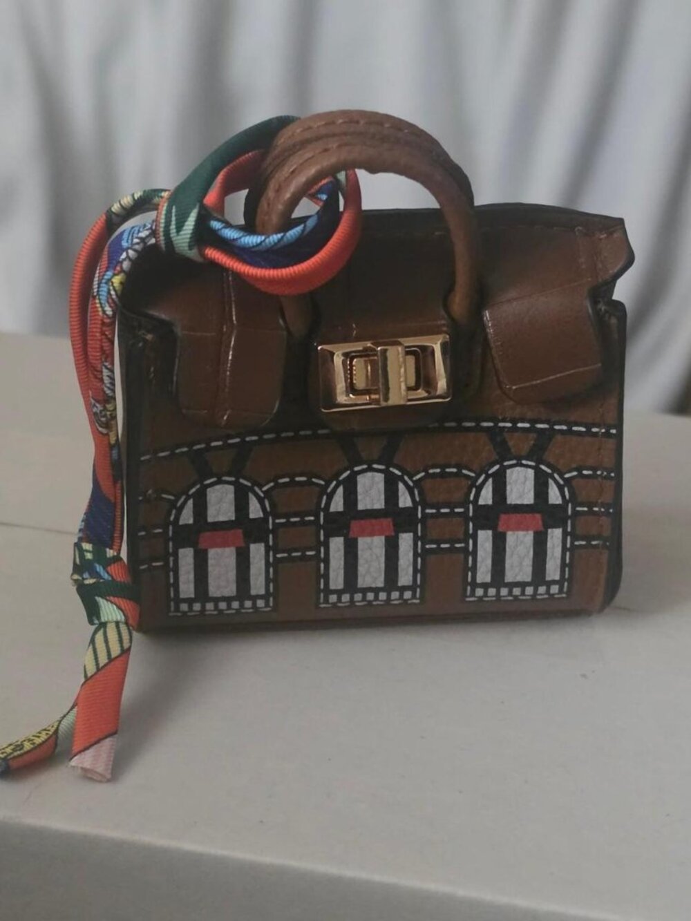 Brown Faux Leather Mini Bag